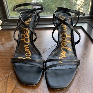 Sam Edelman black strap heels size 9.